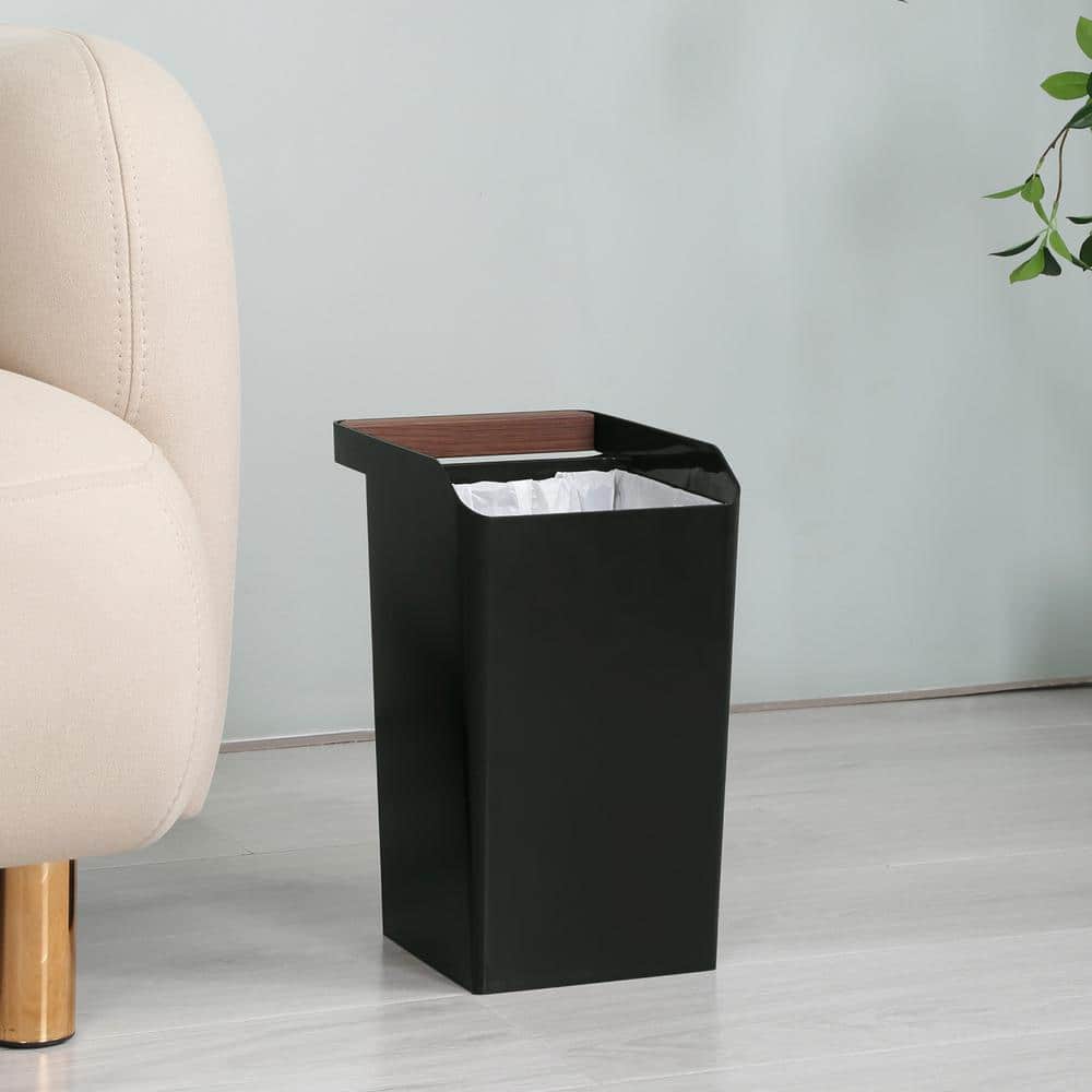 2 Gallon Black Plastic Square Trash Can Set with Handle