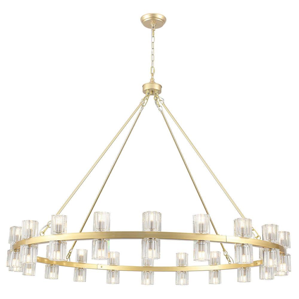 40-Light Gold Circle Wagon Wheel Light Fixture, Large Island Chandelier Lighting with Crystal Cover for Kitchen Island price history on PriceWatchPro