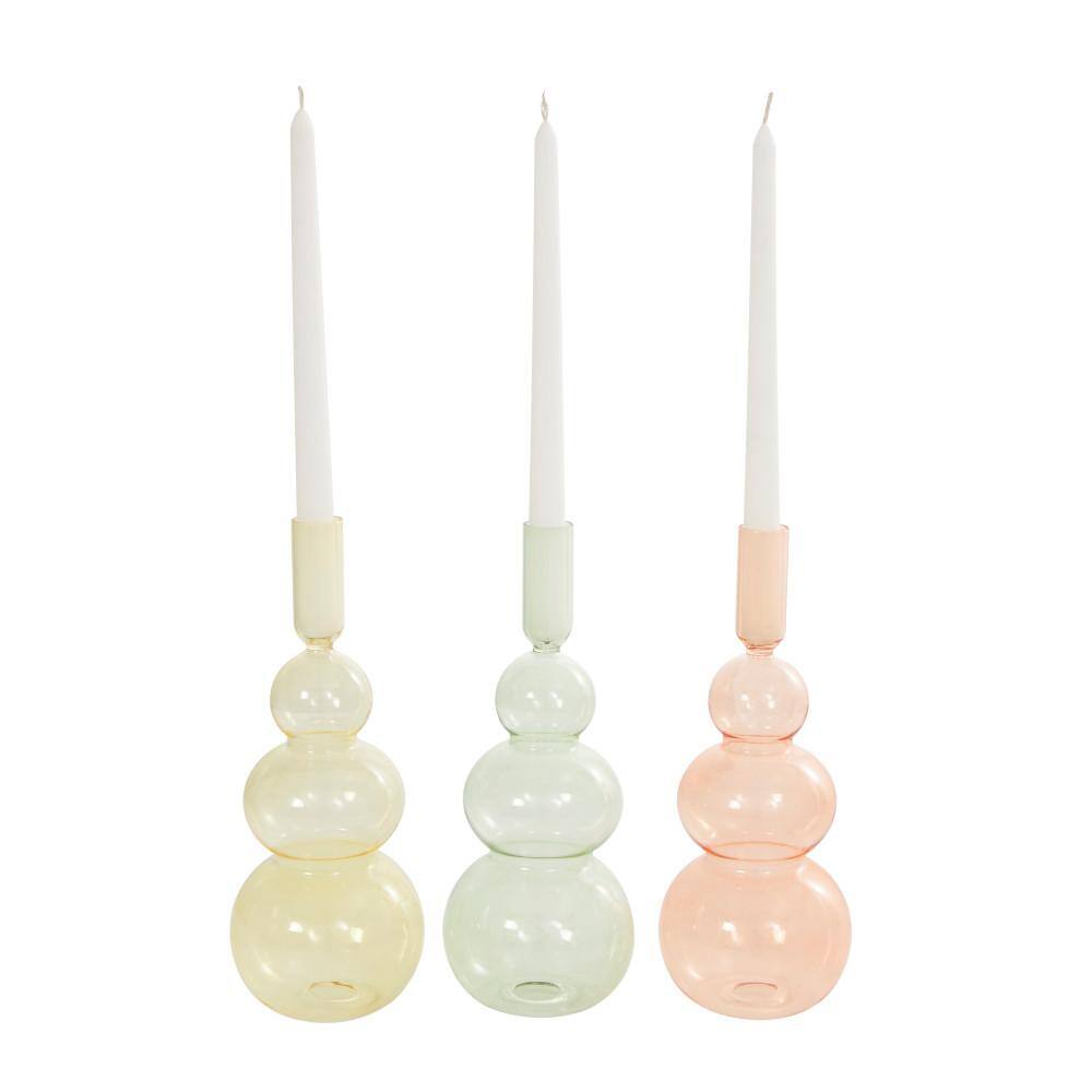 Litton Lane Multi Colored Glass Bubble Candle Holder (Set of 3) 045209