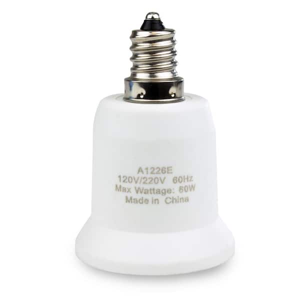 Adamax Candelabra to Standard Base (E12 to E26) Light Bulb Adapter