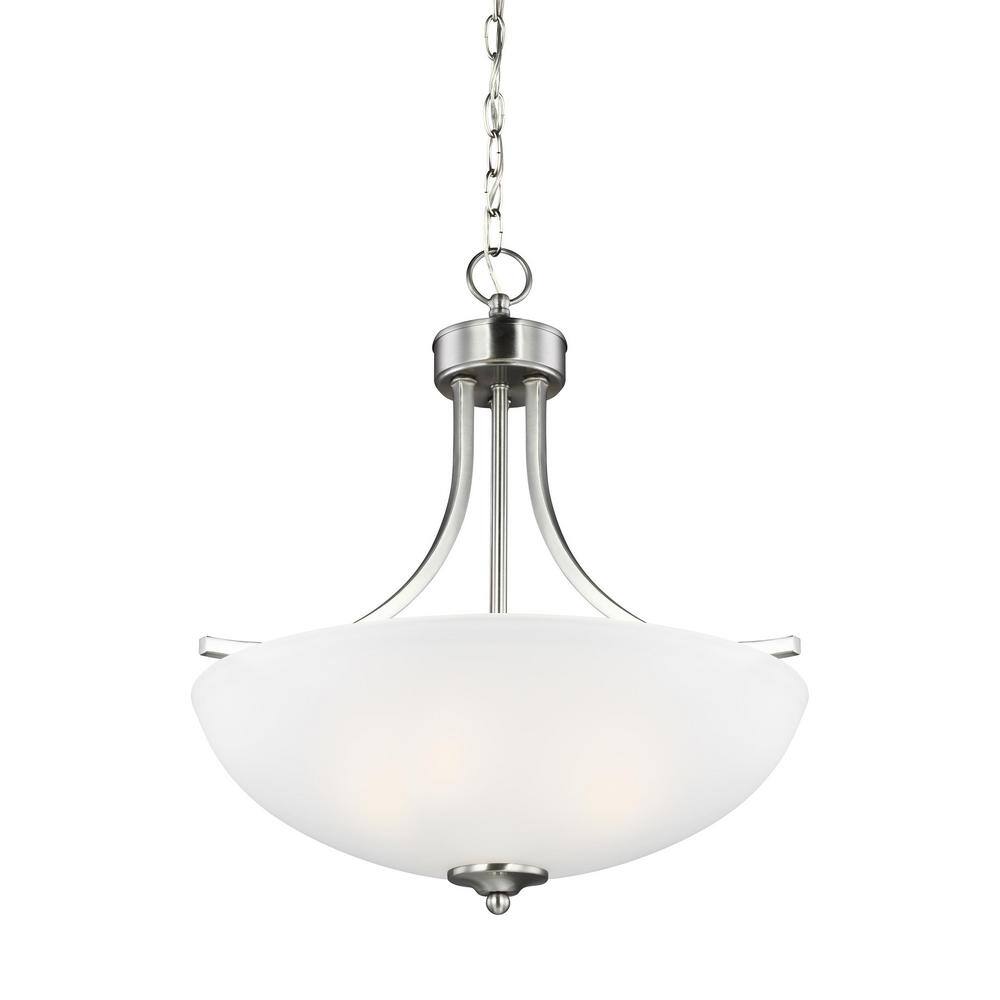 Geary 18" Brushed Nickel LED Pendant with Satin Etched Glass