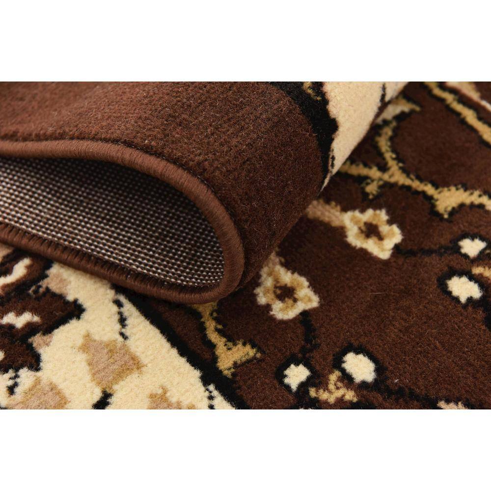 Brown Floral Rectangular Synthetic 7' x 10' Rug