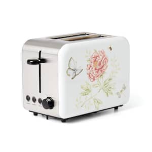 Butterfly Meadow 900-Watt White and Stainless Steel Toaster with Browing Control