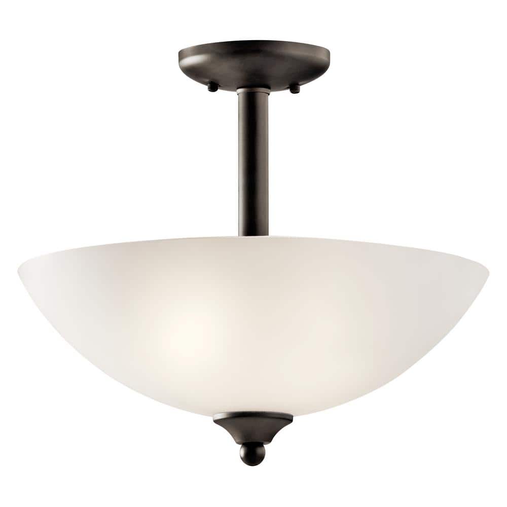 Jolie 15" Distressed Bronze Inverted Pendant with White Glass Shade