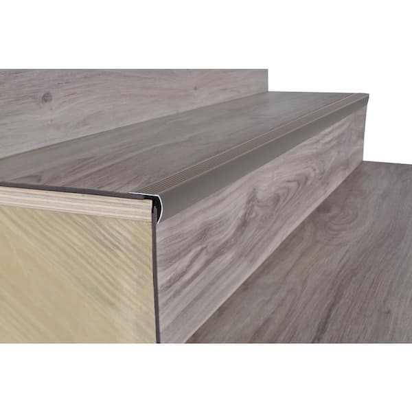 1-1/8 in. x 1-1/8 in. x 36 in. Satin Nickel CINCH Brushed Aluminum Stair Nosing