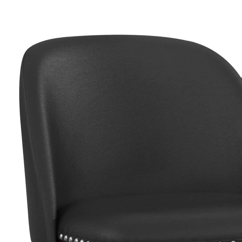 26" Black Faux Leather Swivel Counter Stools with Dark Wood Legs, Set of 3