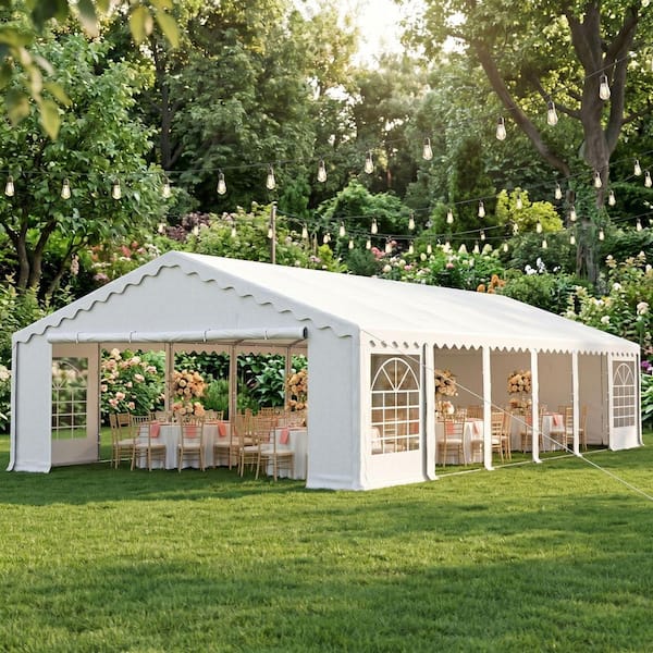 20 ft. x 40 ft. Large Outdoor Canopy Wedding Party Tent in White with Removable Side Walls