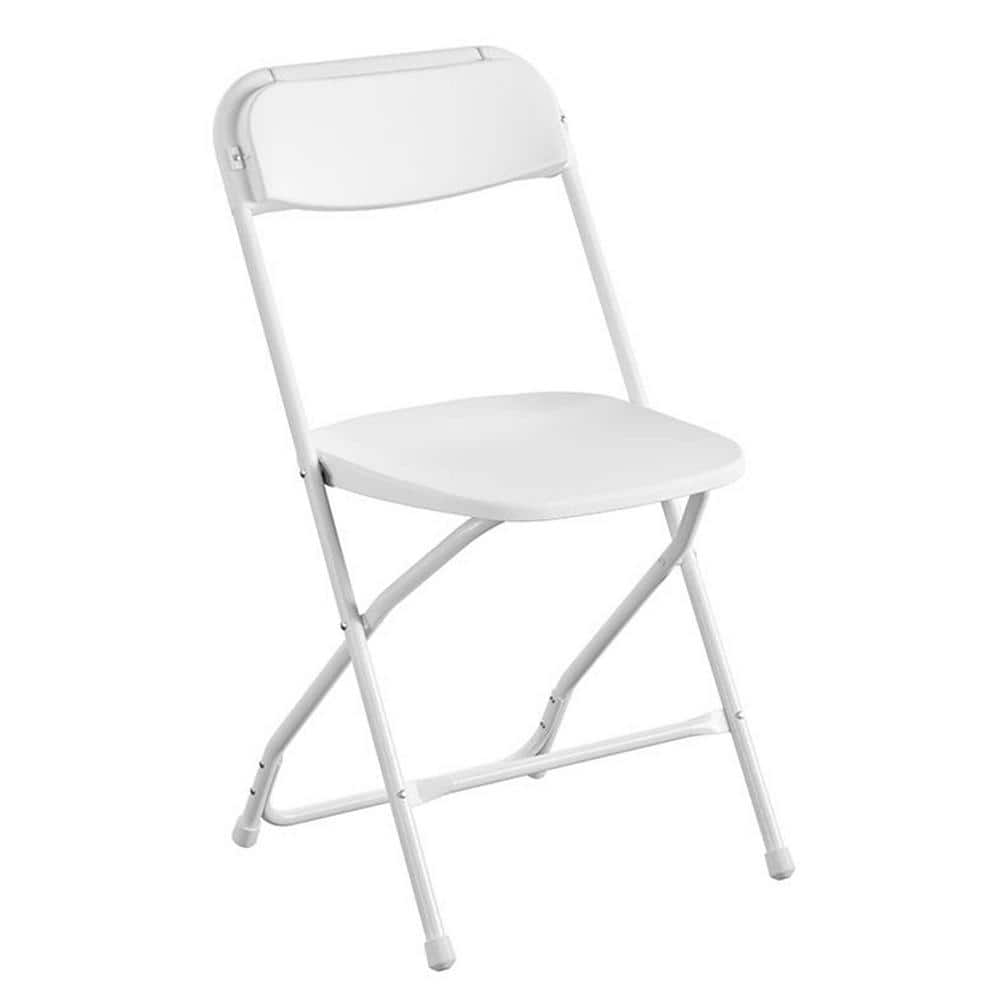 White Plastic Folding Chair Set with Steel Frame, 8-Pack