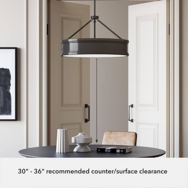 Hunter - Capshaw 6-Light Noble Bronze Island Pendant Light with Cased White Glass Shade