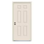 30 in. x 80 in. Right-Hand Inswing 6-Panel Primed 20 Minute Fire Rated Steel Prehung Front Door with Brickmould