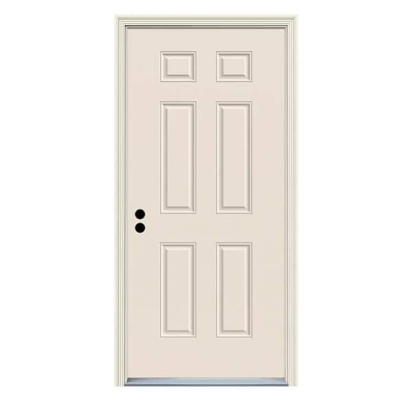 JELD-WEN 30 in. x 80 in. Right-Hand Inswing 6-Panel Primed 20 Minute Fire Rated Steel Prehung Front Door with Brickmould