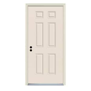 32 in. x 80 in. Right-Hand Inswing 6-Panel Primed 20 Minute Fire Rated Steel Prehung Front Door with Brickmould