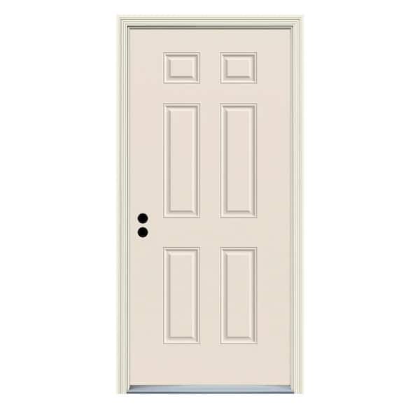 JELD-WEN 32 in. x 80 in. Right-Hand Inswing 6-Panel Primed 20 Minute Fire Rated Steel Prehung Front Door with Brickmould