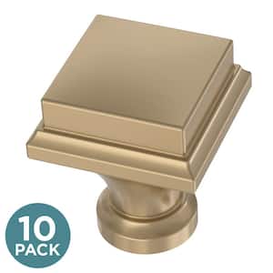 Classic Square 1-1/9 in. (28 mm) Champagne Bronze Cabinet Knob (10-Pack)