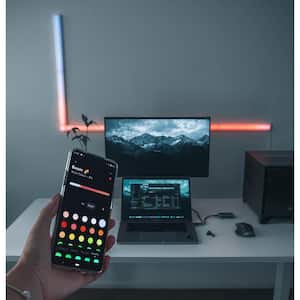 12 in. Multi-Color Smart Wi-Fi LED 6X Beam Light Kit and Corner, Works with Alexa/Hey Google/HomeKit/Siri