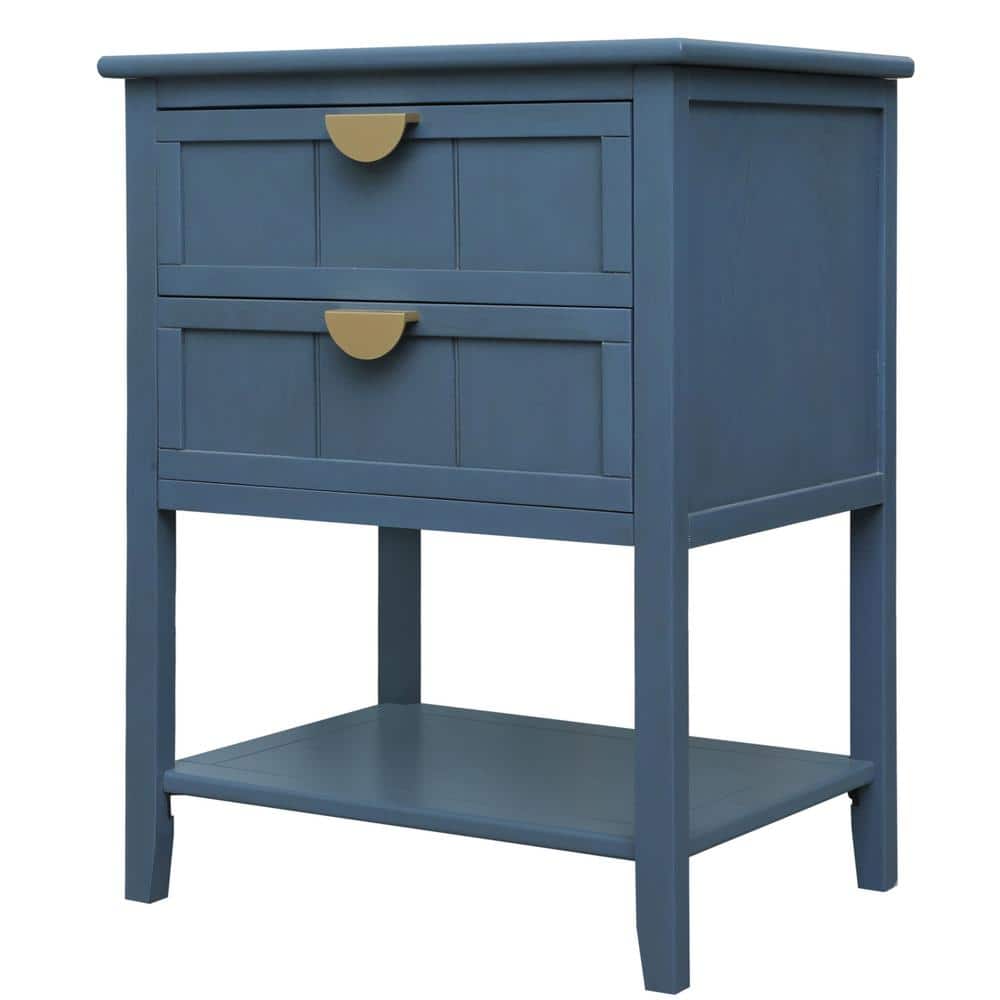 22 in. W x 15.75 in. D x 28.5 in. H Blue Linen Cabinet with 2-Drawer Nights