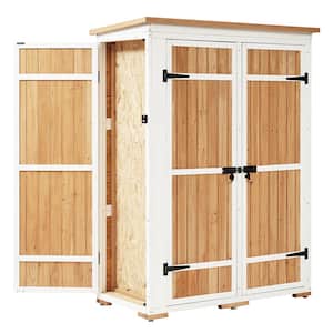 4 ft. W x 2 ft. D Natural Outdoor Wood Storage Shed, Tool Cabinet with 4 Doors and Multiple-tier Shelves (8 sq. ft.)