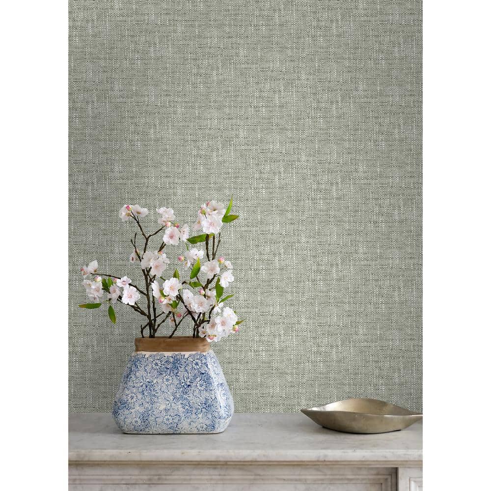Sage Green Textured Poplin Peel and Stick Wallpaper