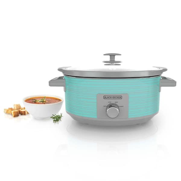 BLACK+DECKER - 7 Qt. Teal Slow Cooker with Recipe Book and 3 Heat Settings