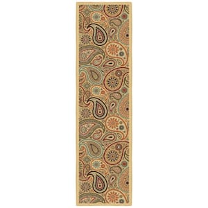 Ottohome Collection Non-Slip Rubberback Paisley Design 2x7 Indoor Runner Rug, 1 ft. 10 in. x 7 ft., Camel