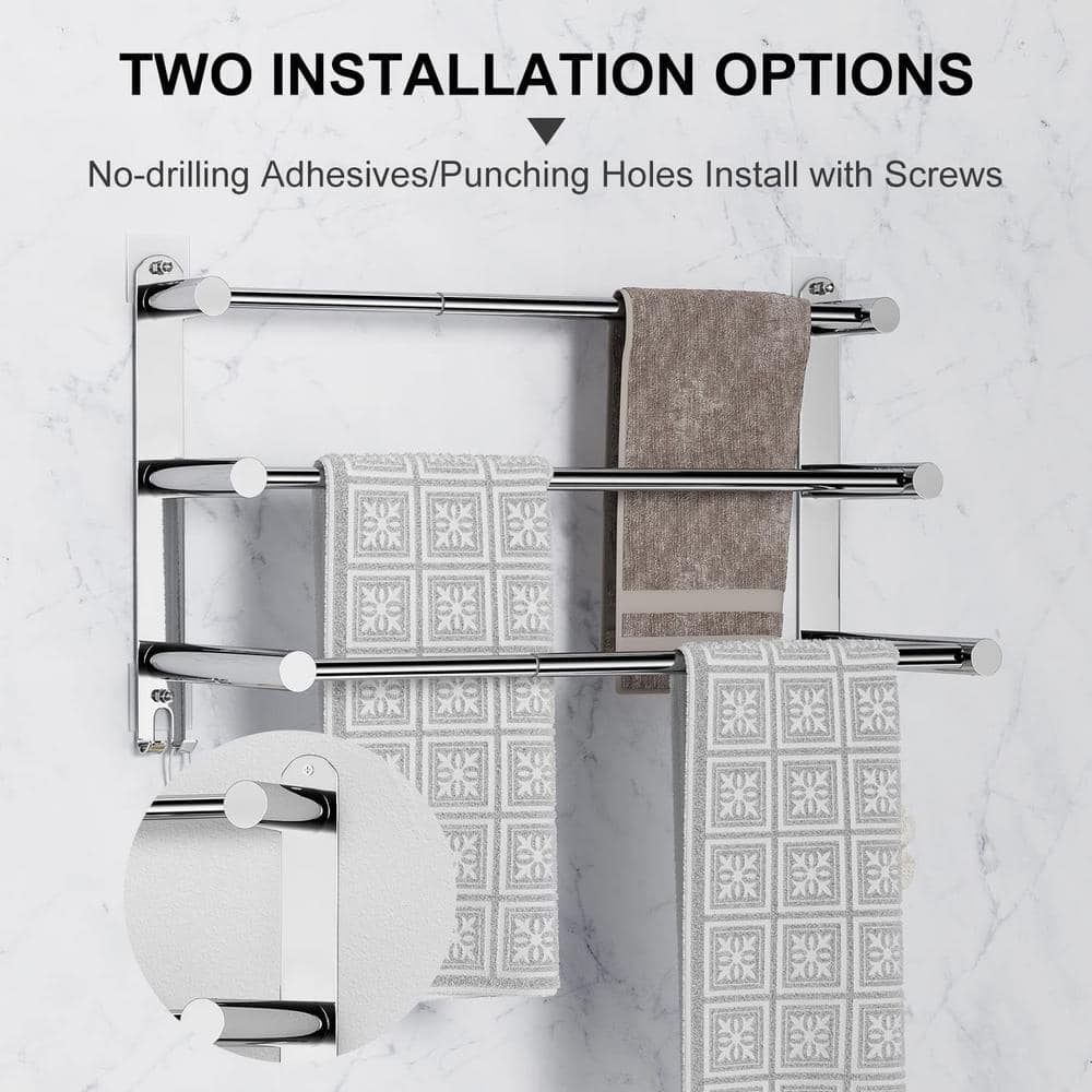 Adjustable Stainless Steel Wall Mounted 3-Tier Towel Rack