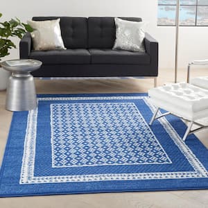 Whimsicle Navy 4 ft. x 6 ft. Geometric Contemporary Area Rug