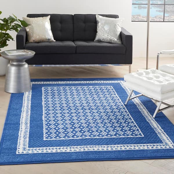 Whimsicle Navy 4 ft. x 6 ft. Geometric Contemporary Area Rug