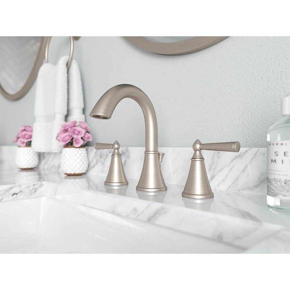 Elegant Saxton 8" Widespread Bathroom Faucet in Brushed Nickel