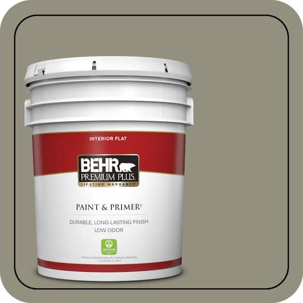 BEHR PREMIUM PLUS 5 gal. #N350-5 Muted Sage Flat Low Odor Interior Paint & Primer