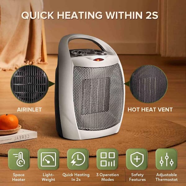 R.W.FLAME 1,500-Watt Compact Indoor Small Ceramic Electric Heater
