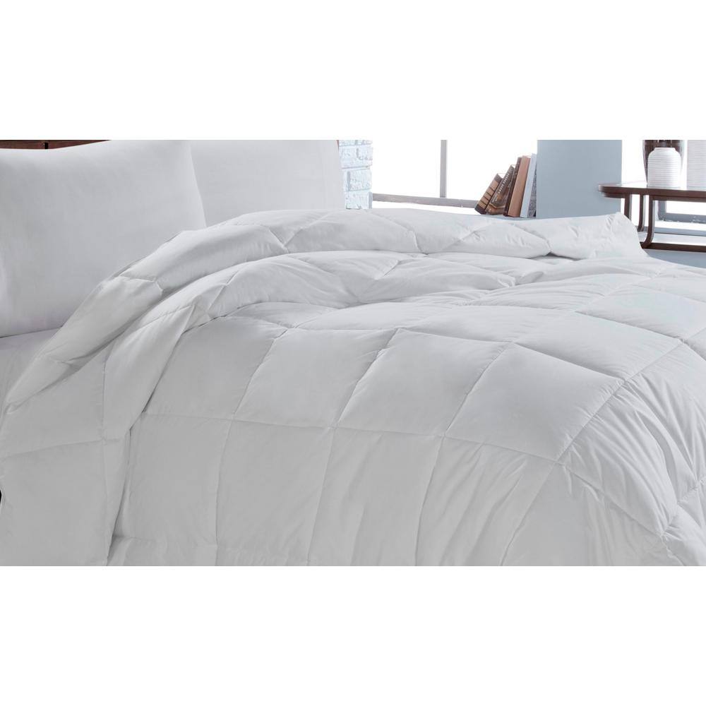 White Twin Duck Down Medium Weight Comforter with Cotton Cover