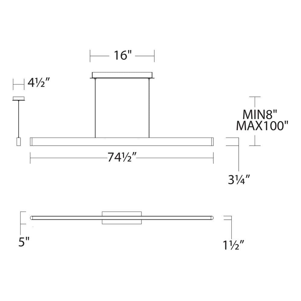 Volo Brushed Aluminum LED Pendant Light with Adjustable Height