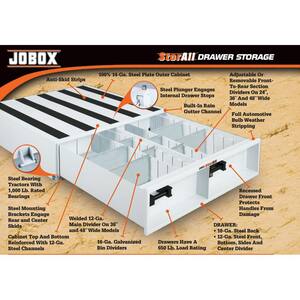 Jobox 4-Compartment 48 in. W x 9 in. H x 48 in. L StorAll 5 Cu.Ft Steel Drawer Unit with White Powder Coat