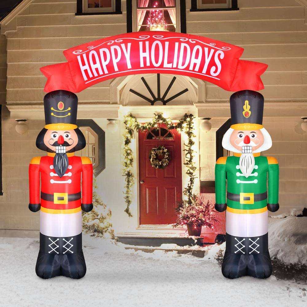 Airflowz 8ft Inflatable Nutcrackers Archway with Happy Holidays Banner