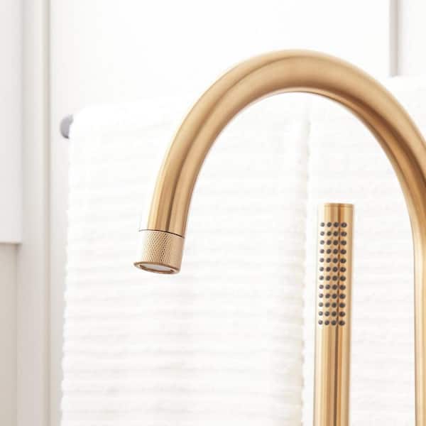 SIGNATURE HARDWARE - Lentz Single-Handle Floor Mounted Roman Tub Faucet in. Brushed Gold