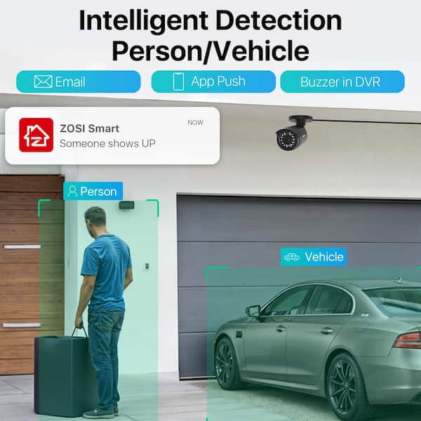 8-Channel 3K Lite DVR Security Camera System with 6 Wired 2MP Outdoor Bullet Cameras, Human Vehicle Detection, 500GB HDD