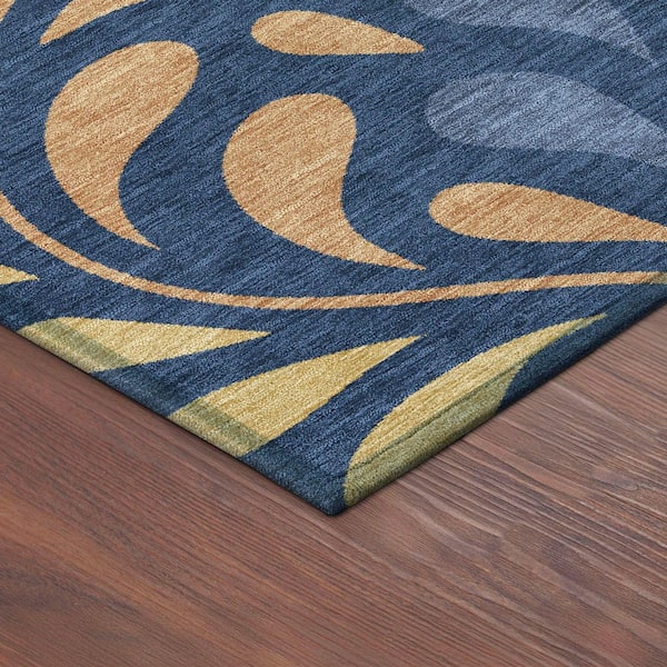Chantille Machine Washable Indoor/Outdoor Abstract ACN2411 Navy 8 ft. x 10 ft. Area Rug