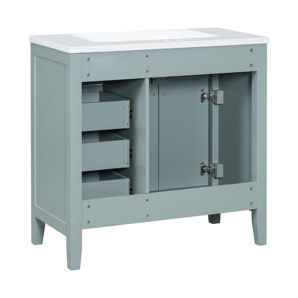 Ziyudura 36 in. Single Sink Freestanding Green Bath Vanity with