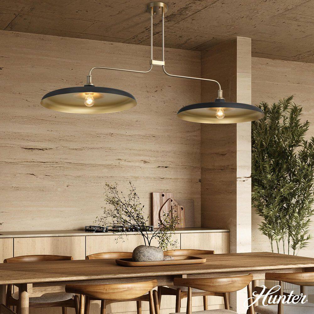 Hunter Moriso 2-Light Matte Black and Modern Brass Large Chandelier for Kitchens price history on PriceWatchPro