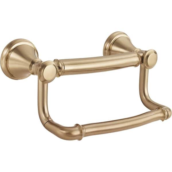 Delta Decor Assist Traditional Gold 6 in. Double Post Toilet Paper Holder with Assist Bar in Champagne Bronze