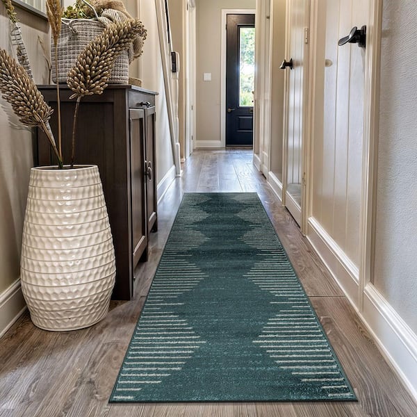 Bohemian Stripe Teal 2 ft.  x 7 ft.  Runner Rug