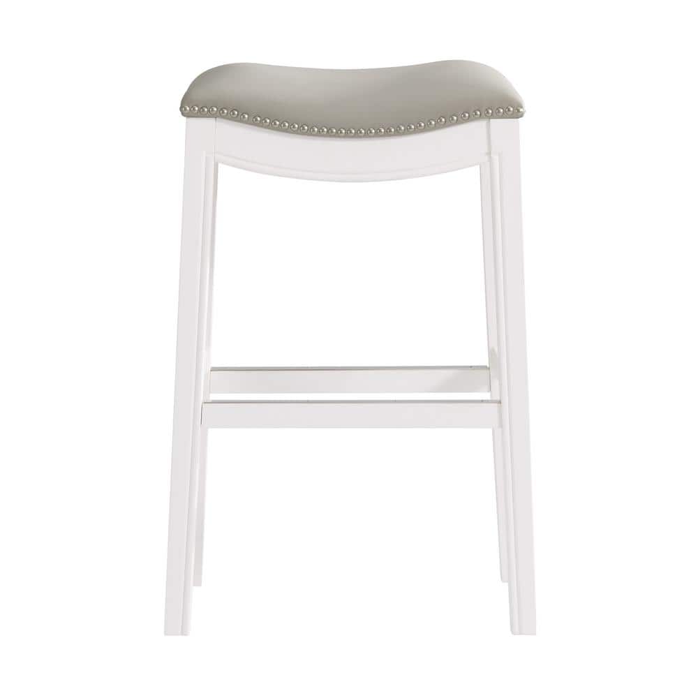 Williston 29'' White Leather Saddle Style Bar Stool