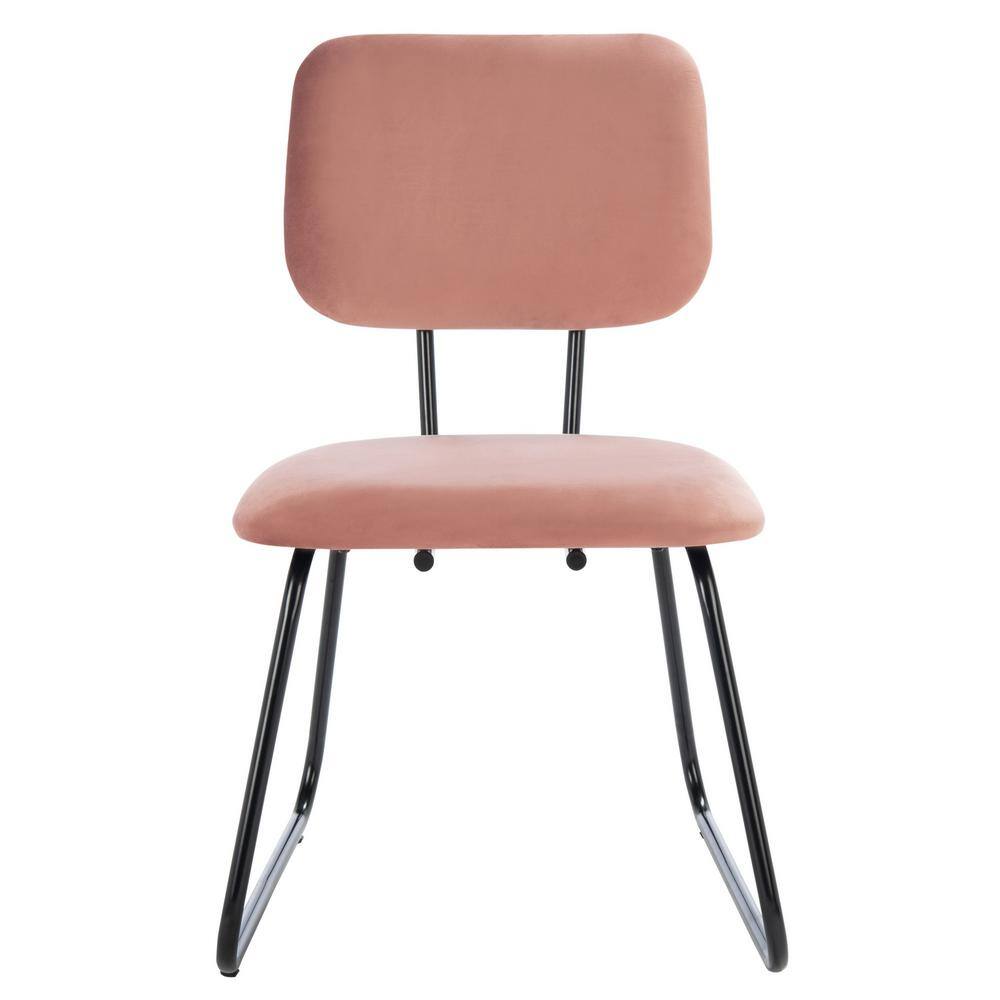 Chavelle Dusty Rose Velvet Upholstered Side Chair with Matte Black Frame