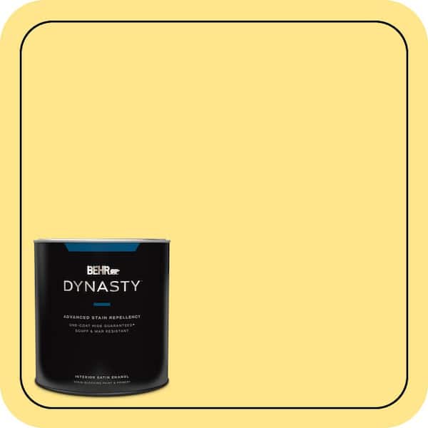 BEHR DYNASTY 1 qt. #370A-3 Bicycle Yellow Satin Enamel Interior Stain-Blocking Paint & Primer