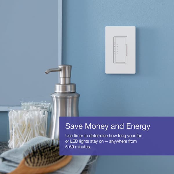 Maestro Countdown Timer Switch for Fans and Lights, 3A Fan/150W LED, Single-Pole/Multi-Location, Brown (MA-T51MN-BR)