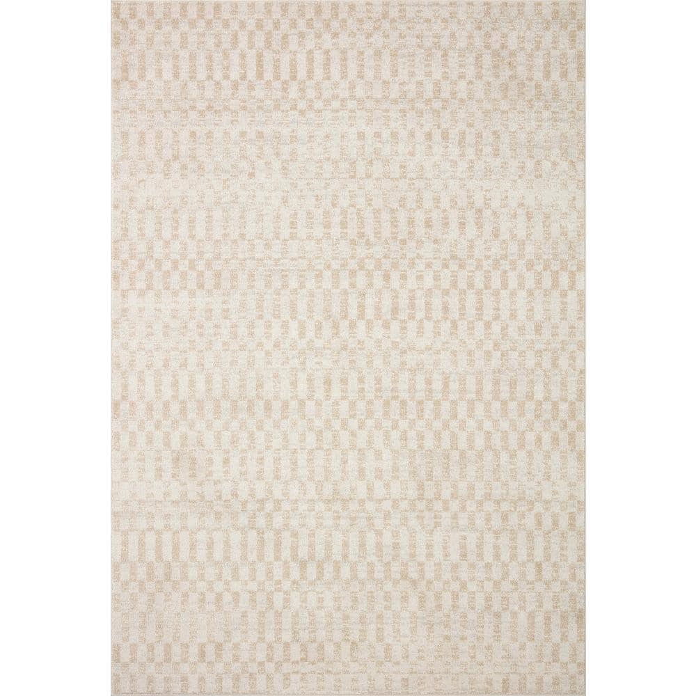 Ivory and Natural Diamond Synthetic 4' x 6' Area Rug