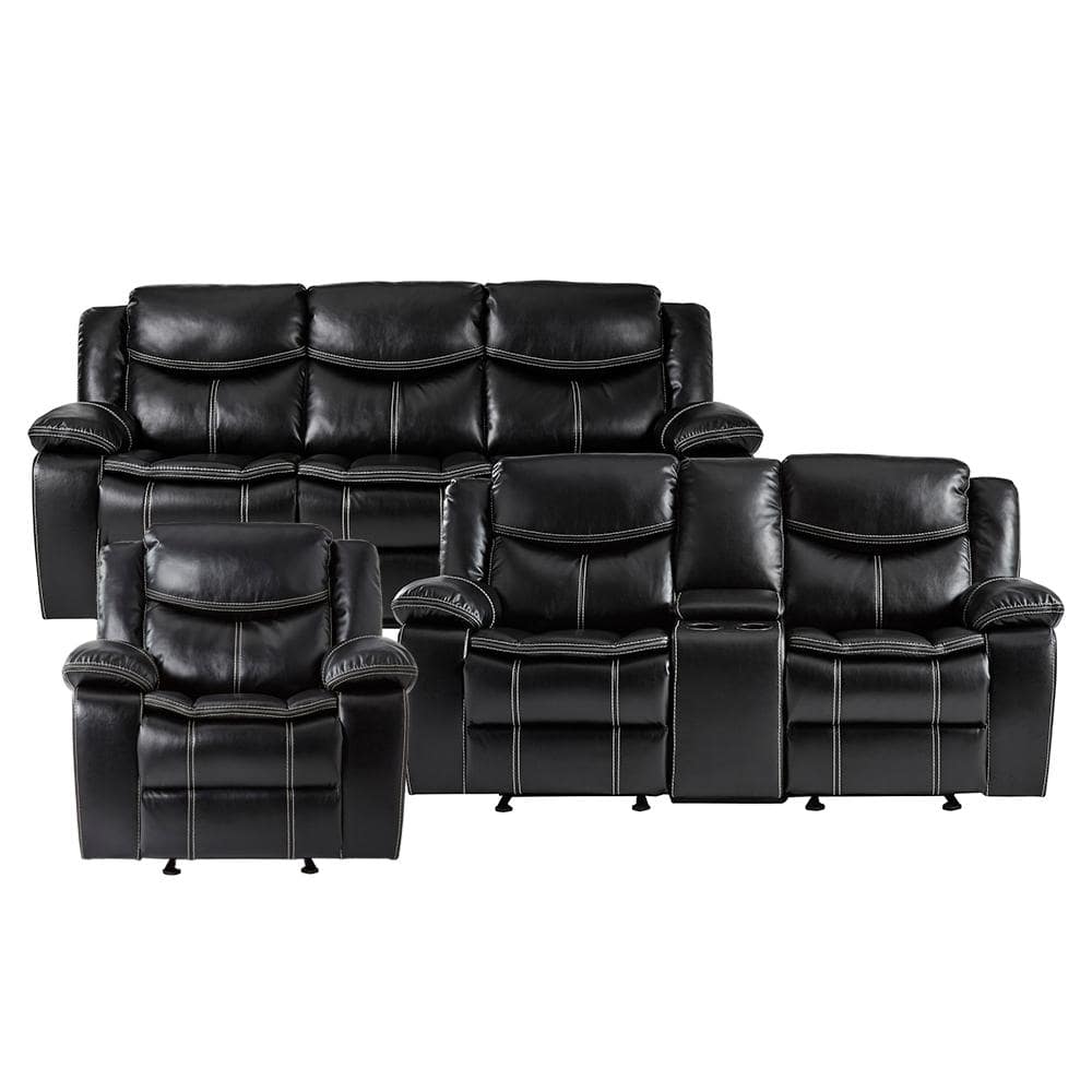 Austin 87.5 in. W Pillow Top Arm Faux Leather Rectangle Manual Reclining So