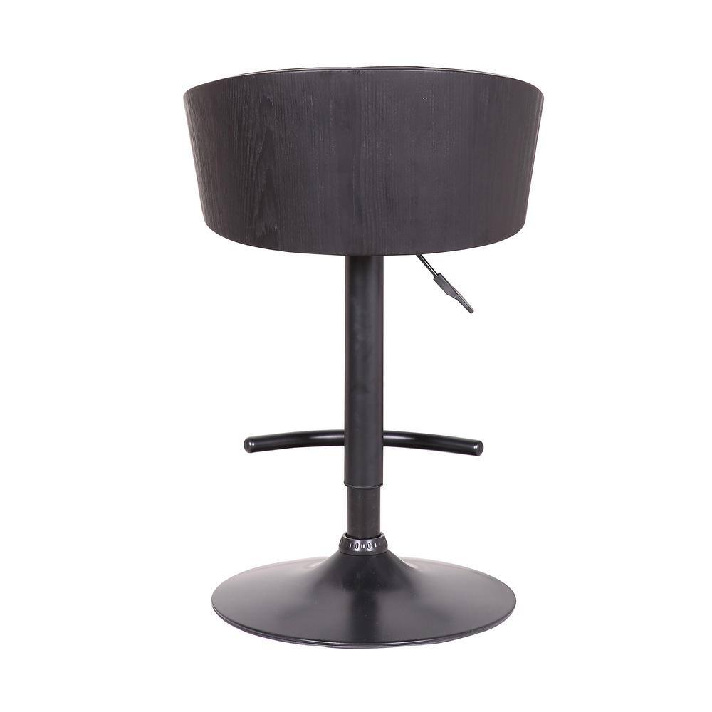 Solstice Adjustable Black Faux Leather Swivel Barstool with Metal Base