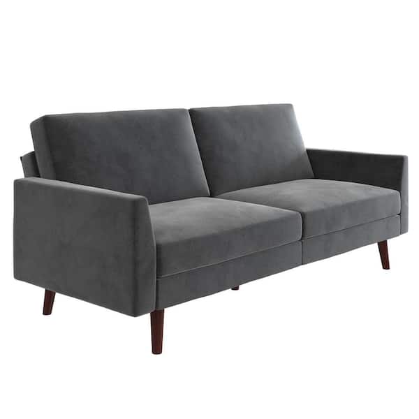 DHP Jena Gray Velvet Futon with Coils