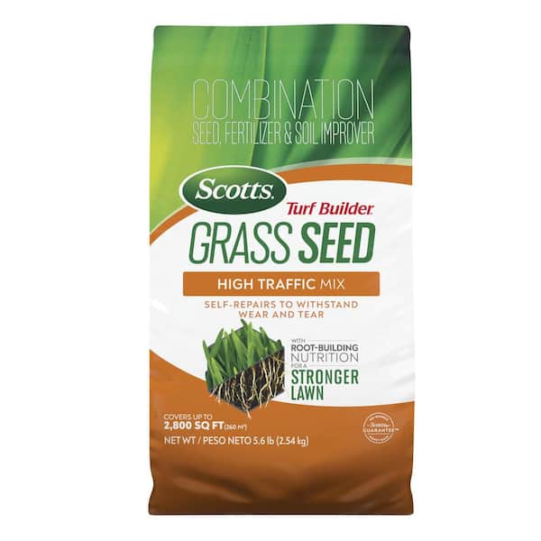 Scotts Turf Builder 5.6 lbs. Grass Seed High Traffic Mix with Fertilizer and Soil Improver Self-Repairs